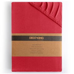 DecoKing jersey Amber Red paklodė su guma čiužiniui, 140x200 cm kaina ir informacija | Paklodės | pigu.lt