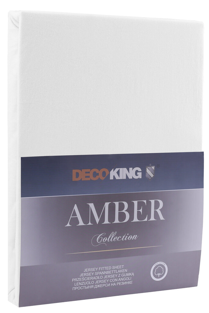 DecoKing jersey Amber White paklodė su guma čiužiniui, 200x220 cm kaina ir informacija | Paklodės | pigu.lt