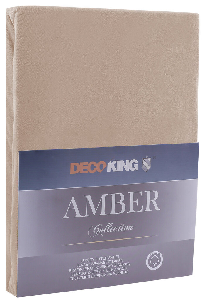 DecoKing jersey Amber Cappuccino paklodė su guma čiužiniui, 120x200 cm цена и информация | Paklodės | pigu.lt