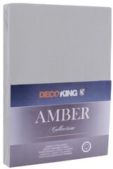 DecoKing jersey Amber Steel paklodė su guma čiužiniui, 140x200 cm kaina ir informacija | Paklodės | pigu.lt