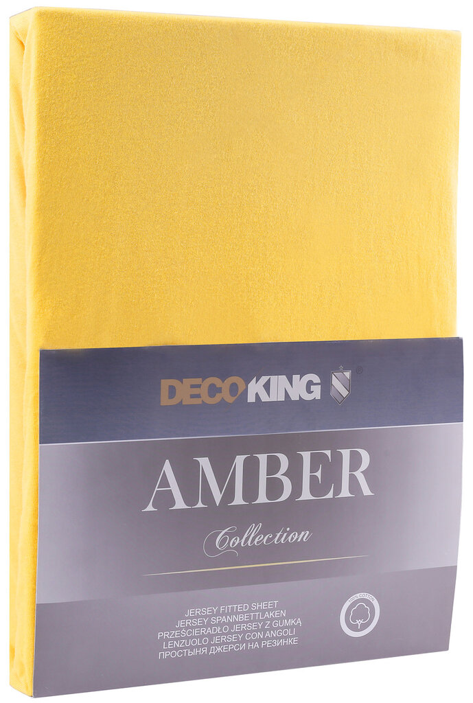 DecoKing jersey Amber Orange paklodė su guma čiužiniui, 200x200 cm цена и информация | Paklodės | pigu.lt