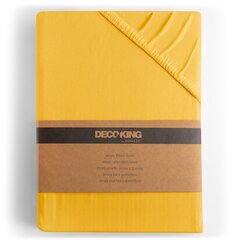 DecoKing jersey Amber Orange paklodė su guma čiužiniui, 200x200 cm kaina ir informacija | Paklodės | pigu.lt
