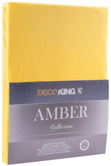 DecoKing jersey Amber Orange paklodė su guma čiužiniui, 140x200 cm kaina ir informacija | Paklodės | pigu.lt