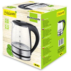 Feel-Maestro MR062 electric kettle 1.2 L Black, Transparent 1630 W цена и информация | Электрочайники | pigu.lt