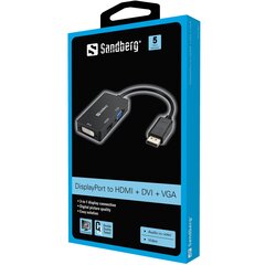 Sandberg 509-11 Adapter DP>HDMI+DVI+VGA цена и информация | Адаптеры, USB-разветвители | pigu.lt