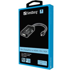 Sandberg 509-12 Adapter MiniDP>HDMI+DVI+VGA цена и информация | Адаптеры, USB-разветвители | pigu.lt