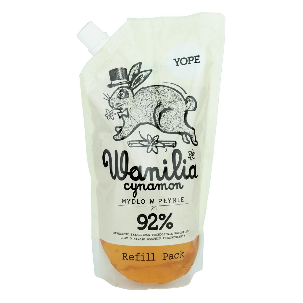 Skysto rankų muilo papildymas Yope Vanilla & Cinnamon 500 ml kaina ir informacija | Muilai | pigu.lt