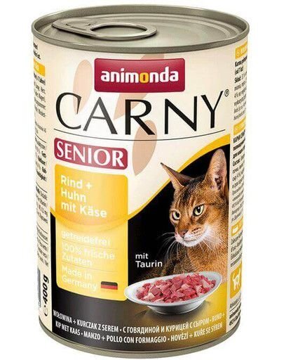 Konservai katėms Animonda Carny Senior su jautiena, vištiena ir sūriu 400 g цена и информация | Konservai katėms | pigu.lt