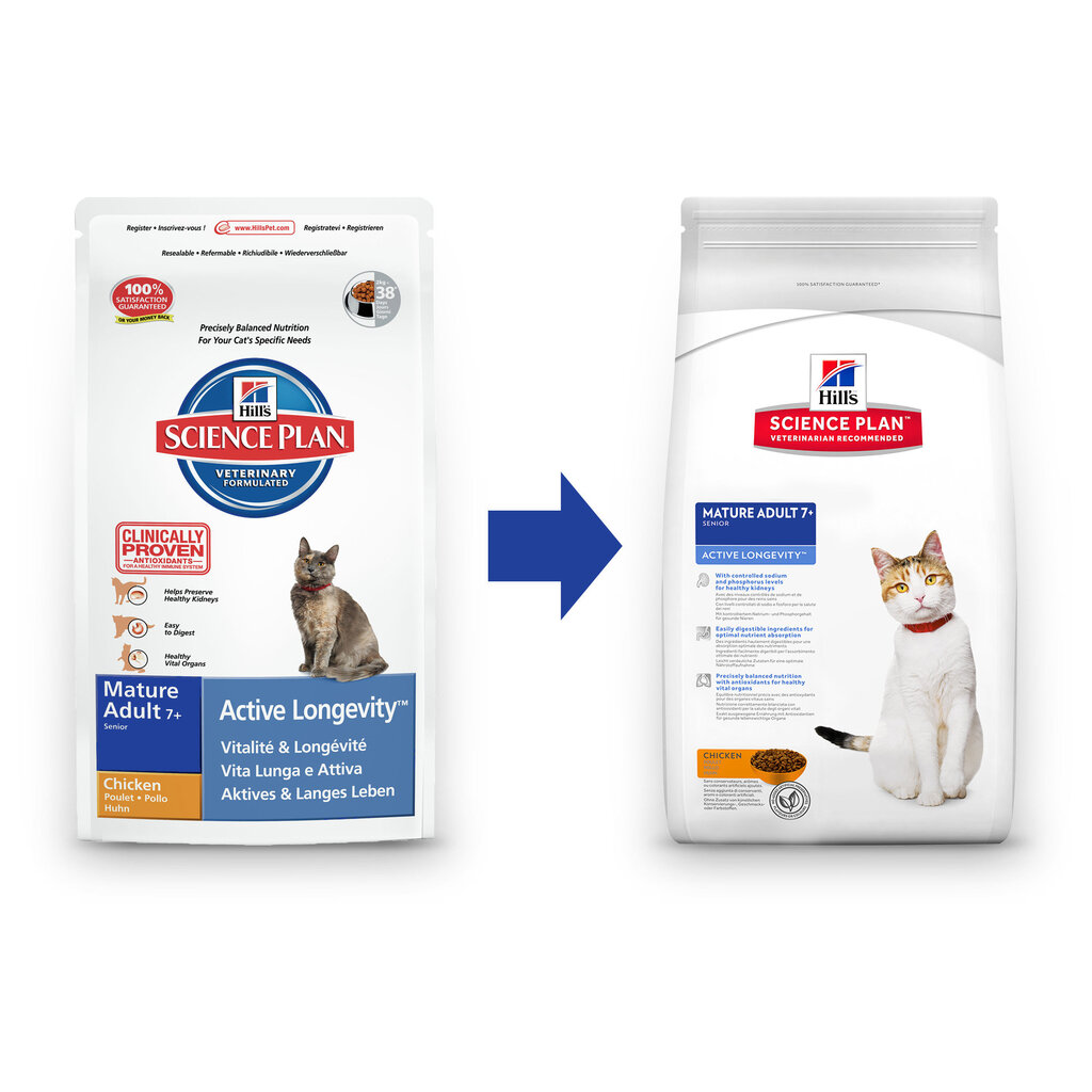 Hill's Science Plan Mature Adult 7+ Active Longevity sausas maistas katėms su vištiena, 2 kg цена и информация | Sausas maistas katėms | pigu.lt