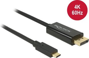 Delock 85257, USB-C/DP, 3 м цена и информация | Кабели и провода | pigu.lt