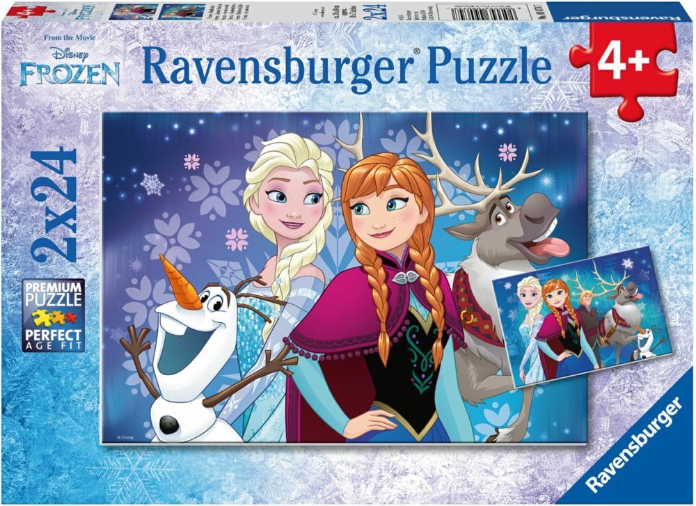 Dėlionių rinkinys Šiaurės pašvaistė Ravensburger, Frozen (Ledo šalis), 09074, 2x24 vnt. kaina ir informacija | Dėlionės (puzzle) | pigu.lt