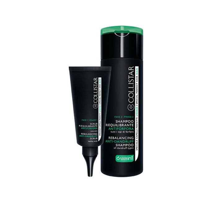 Rinkinys plaukams nuo pleiskanų Collistar Rebalancing: galvos odos ir plaukų šveitiklis vyrams 50 ml + šampūnas vyrams 200 ml kaina ir informacija | Šampūnai | pigu.lt