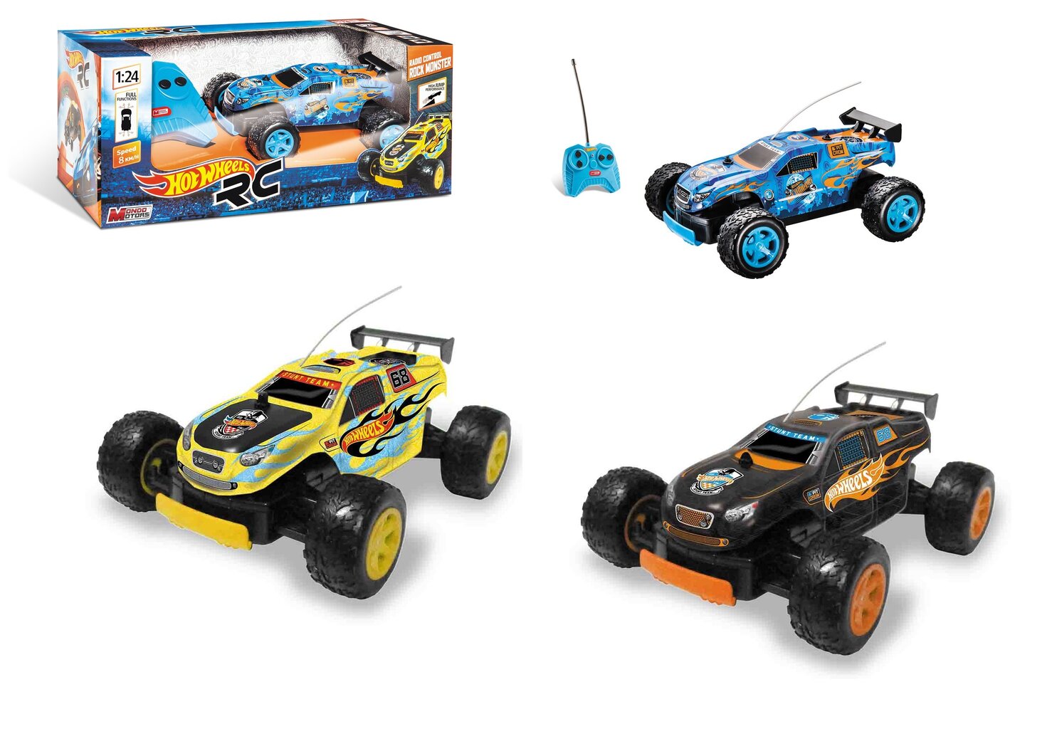 Nuotoliniu būdu valdomas automobilis Hot Wheels Rock Monster RC, 1:24, 3 m.+ kaina ir informacija | Žaislai berniukams | pigu.lt