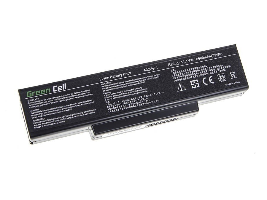 Green Cell Laptop Battery for Asus N71 K72 K72J K72F K73SV N71 N73 N73S N73SV X73S kaina ir informacija | Akumuliatoriai nešiojamiems kompiuteriams | pigu.lt