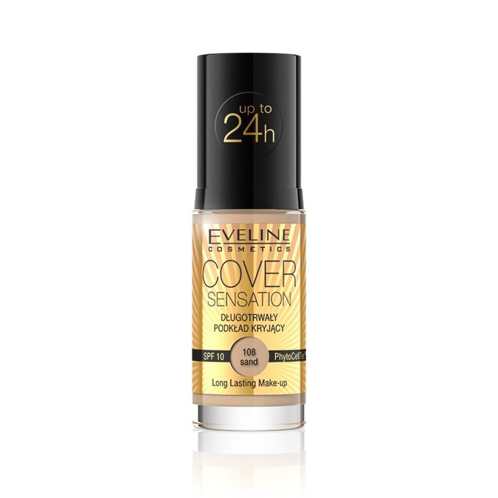 Ilgalaikis makiažo pagrindas Eveline Cover Sensation SPF10 108 Sand, 30 ml цена и информация | Makiažo pagrindai, pudros | pigu.lt