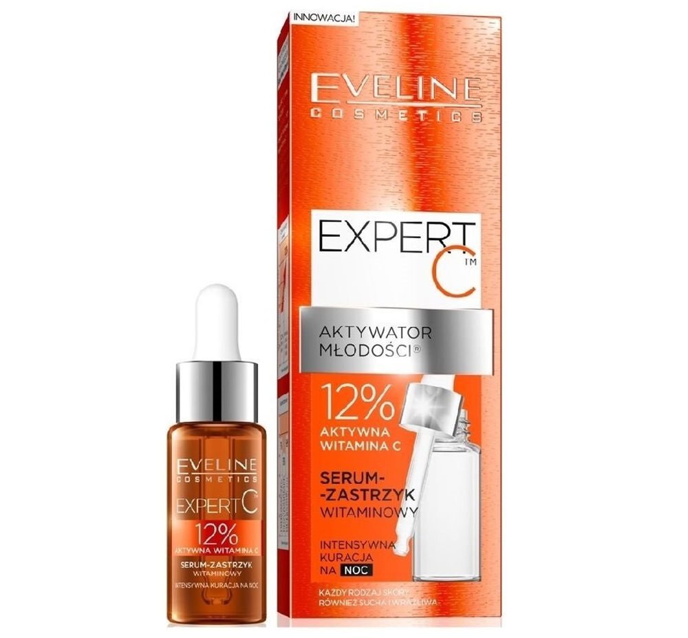 Jauninamasis naktinis veido serumas su vitaminu C Eveline Expert C 18 ml цена и информация | Veido aliejai, serumai | pigu.lt