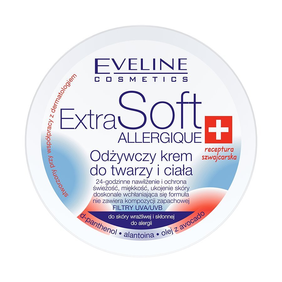 Kūno ir veido kremas jautriai ir pažeistai odai Eveline Extra Soft Allergique 200 ml kaina ir informacija | Kūno kremai, losjonai | pigu.lt