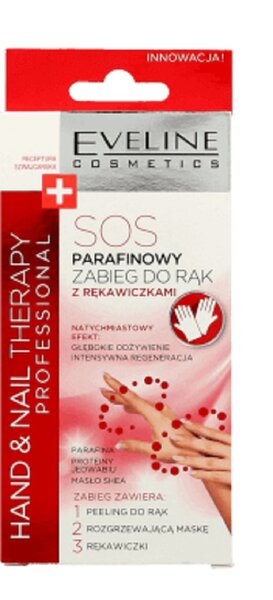 Drėkinamoji, maitinamoji rankų kaukė pirštinės su parafinu Eveline  Hand&Nail Therapy SOS 2x7 ml kaina | pigu.lt