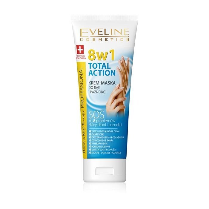 Intensyviai drėkinantis, maitinantis rankų kremas-kaukė Eveline Hand&Nail Therapy Total Action 8in1 75 ml цена и информация | Kūno kremai, losjonai | pigu.lt
