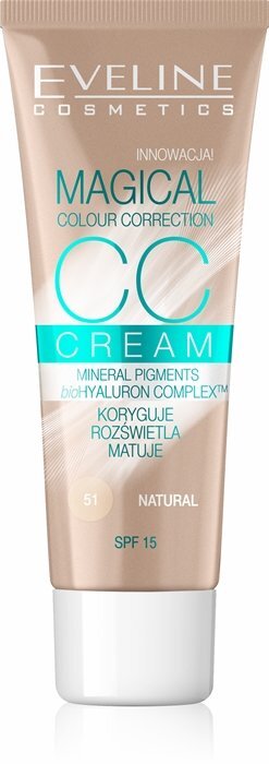 Koreguojantis matinį veido atspalvį suteikiantis kremas Eveline Magical Colour Correction CC Cream SPF15 30 ml, 51 Natural kaina ir informacija | Makiažo pagrindai, pudros | pigu.lt