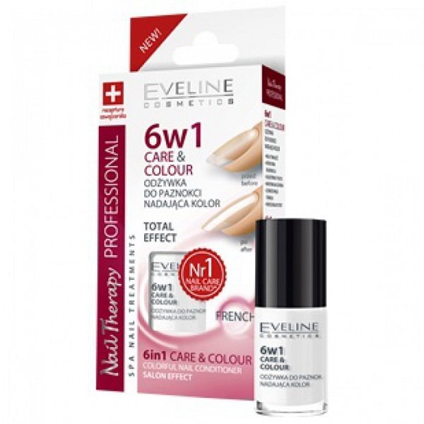 Nagų kondicionierius + lakas Eveline Nail Therapy Care&Colour 6in1 5 ml, French kaina ir informacija | Nagų lakai, stiprintojai | pigu.lt