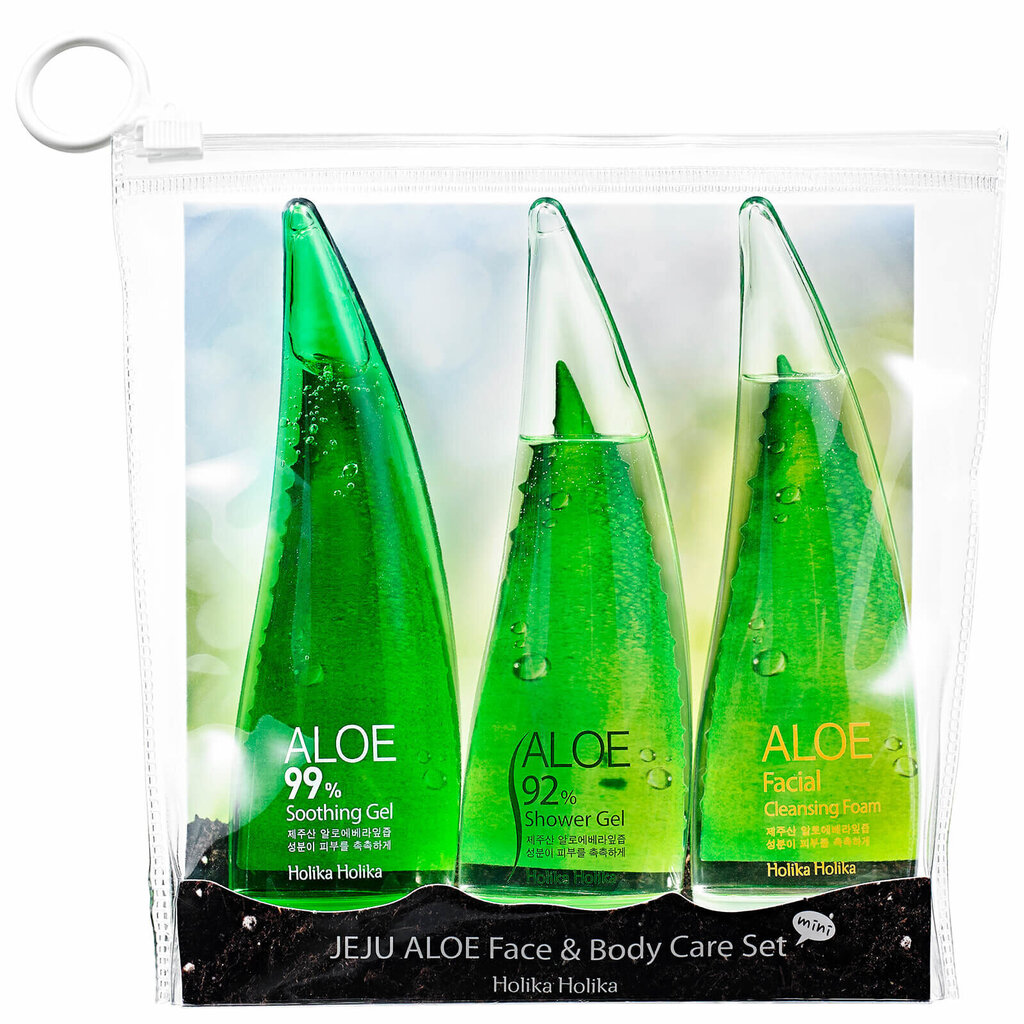 Kosmetikos rinkinys Holika Holika Aloe Face&Body Care: veido valymo putos 55 ml + raminamoji dušo želė 55 ml + raminamoji želė 55 ml цена и информация | Veido prausikliai, valikliai | pigu.lt