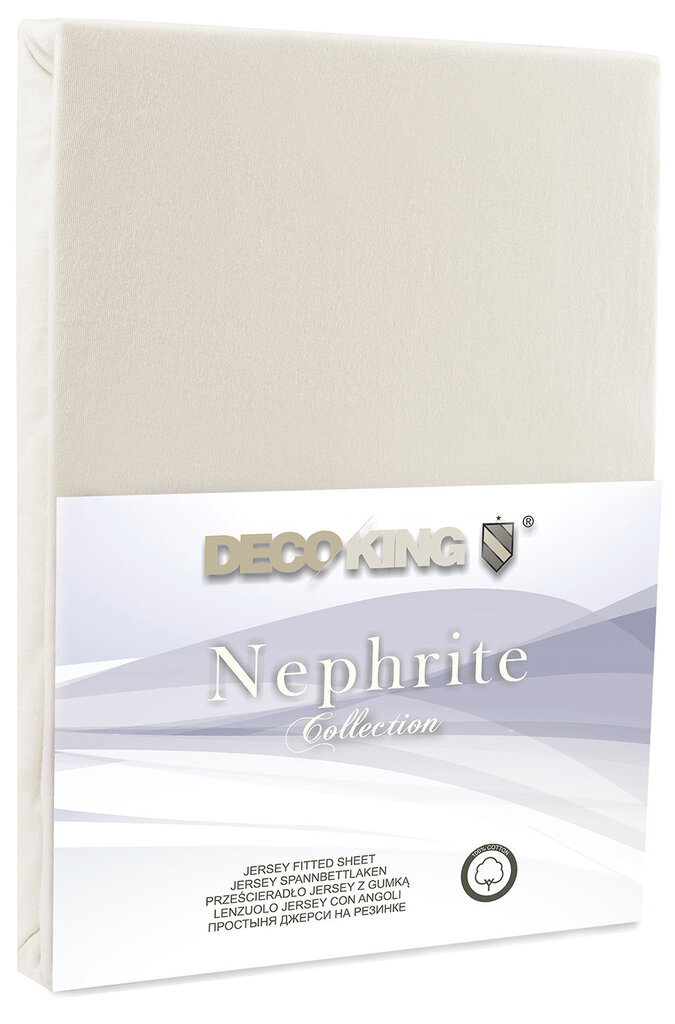 DecoKing jersey Nephrite Cream collection paklodė su guma čiužiniui , 200x220 cm kaina ir informacija | Paklodės | pigu.lt