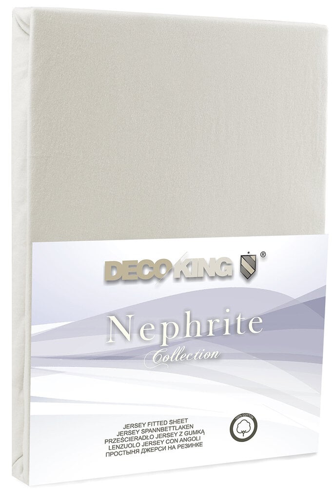 DecoKing jersey Nephrite Ecru collection paklodė su guma čiužiniui , 120x200 cm kaina ir informacija | Paklodės | pigu.lt