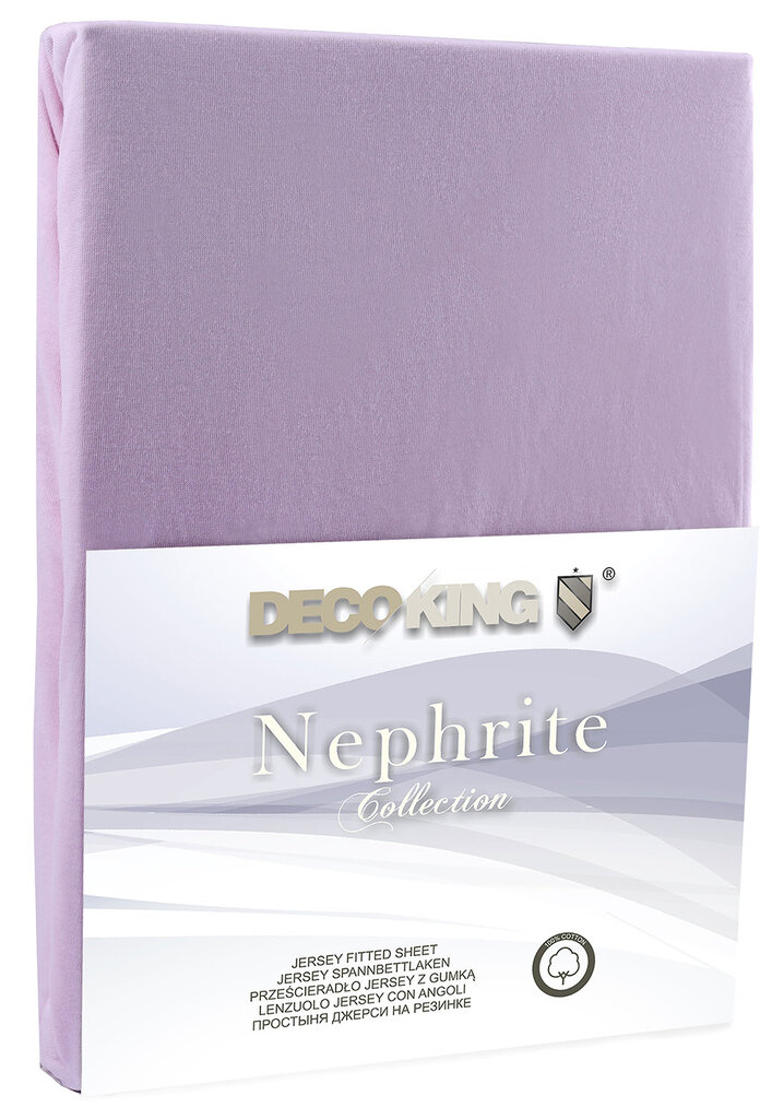 DecoKing Jersey Nephrite Collection Lilac paklodė su guma čiužiniui, 200x220 cm kaina ir informacija | Paklodės | pigu.lt