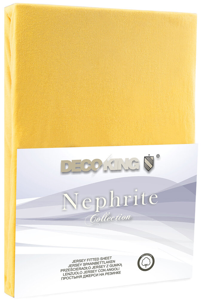 DecoKing Jersey Nephrite Collection Orange paklodė su guma čiužinui, 200x220 cm kaina ir informacija | Paklodės | pigu.lt