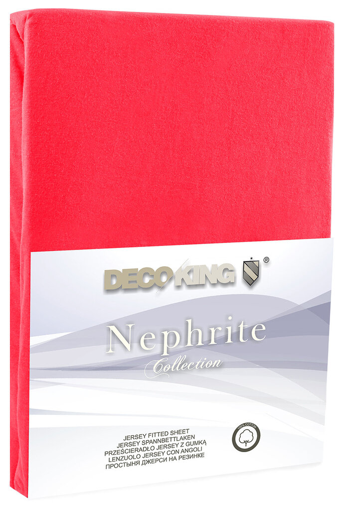 DecoKing jersey Nephrite Red collection paklodė su guma čiužiniui , 160x200 cm kaina ir informacija | Paklodės | pigu.lt