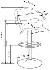 Барный стул Halmar H 46, черный/белый цена и информация | Стулья для кухни и столовой | pigu.lt