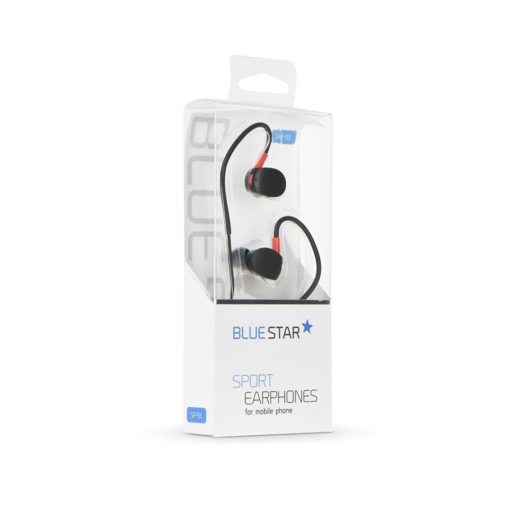 Blue Star Sport SP93 Universal Headset with mic/remote 3.5mm / 1.2m / Black/Red kaina ir informacija | Ausinės | pigu.lt