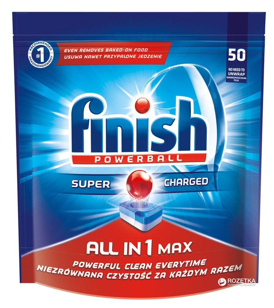 Finish All In 1 Max indaplovių tabletės, 50 vnt kaina ir informacija | Indų plovimo priemonės | pigu.lt