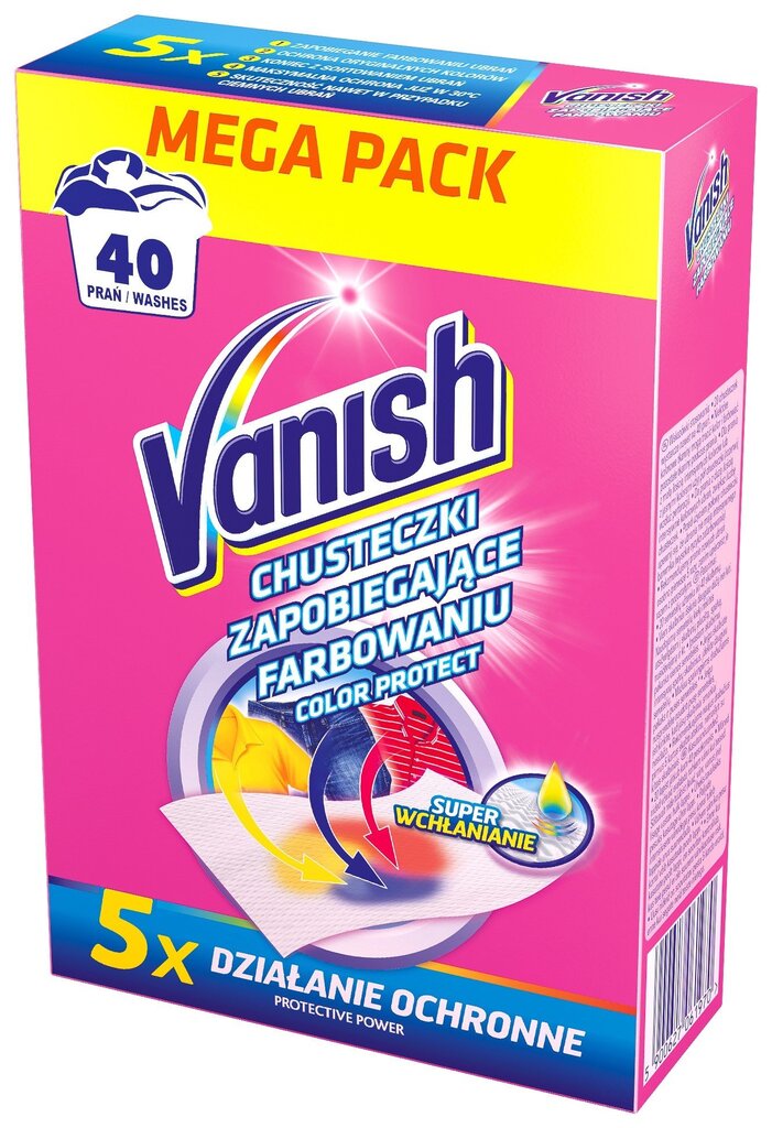 Vanish servetėlės Color Protect, 20 vnt kaina ir informacija | Skalbimo priemonės | pigu.lt