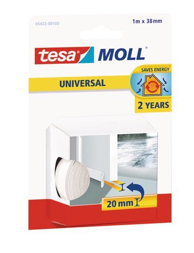 Durų sandarinimo puta tesamoll® UNIVERSAL 1m x 38mm, balta kaina ir informacija | Durų lankstai, priedai | pigu.lt