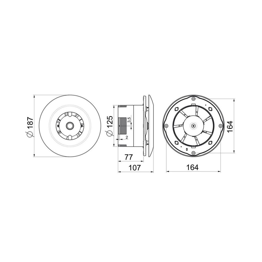 Ventiliatorius Awenta, Orbit WXO125 125 mm, balta kaina ir informacija | Vonios ventiliatoriai | pigu.lt