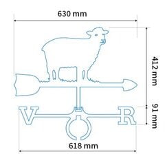 Флюгер Овца цена и информация | Садовый палисадник Cellfast 4 Standard 2,3 м графит | pigu.lt