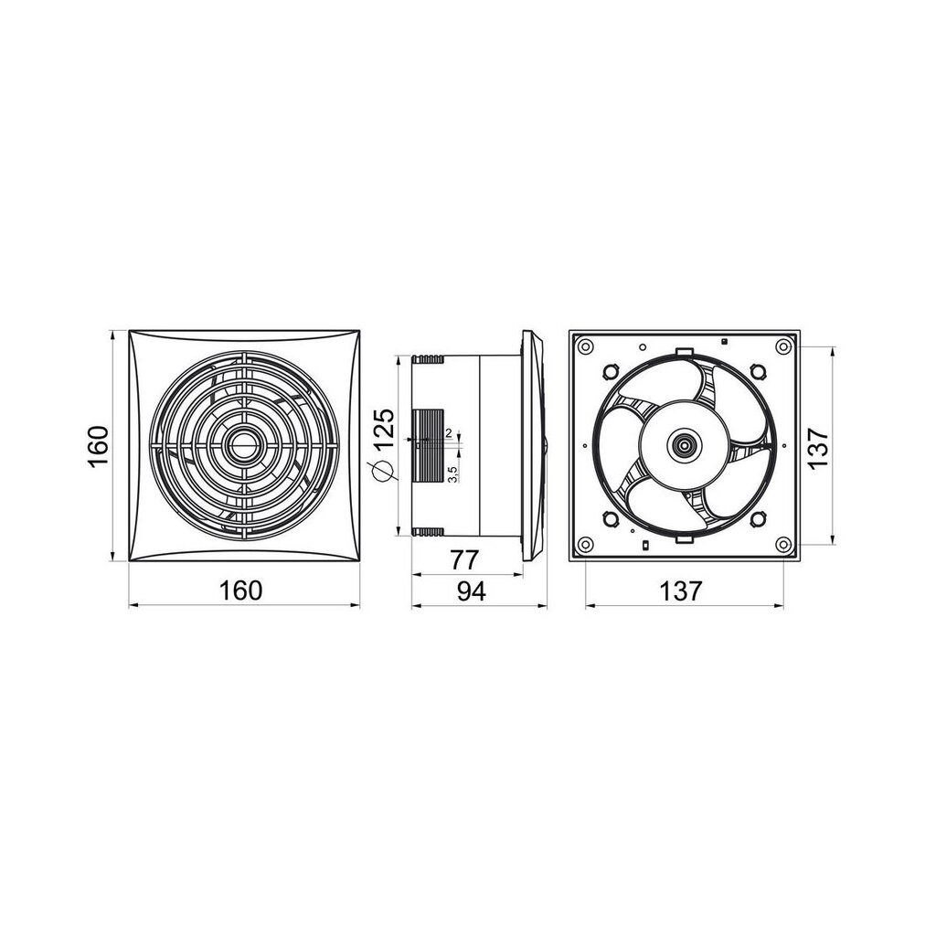 Ištraukimo ventiliatorius Awenta, Silence WZ 125, 125mm, balta цена и информация | Vonios ventiliatoriai | pigu.lt