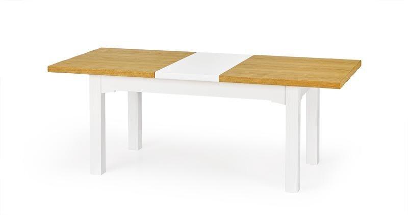 Išskleidžiamas stalas Halmar Leonardo, baltos/ąžuolo spalvos цена и информация | Virtuvės ir valgomojo stalai, staliukai | pigu.lt