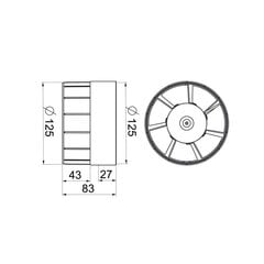 Kanalinis ventiliatorius Awenta WKA 125, 125mm, balta kaina ir informacija | Vonios ventiliatoriai | pigu.lt