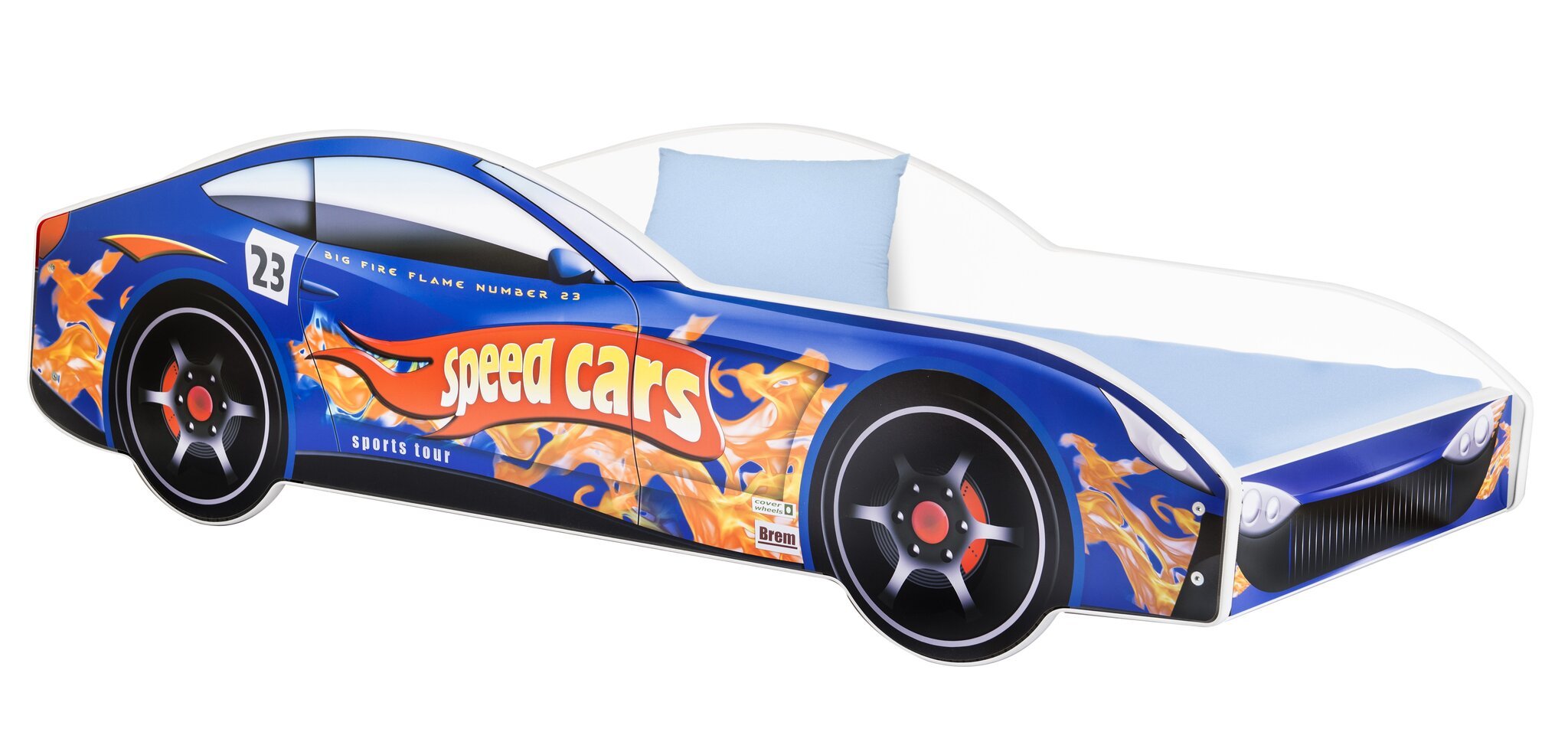 Lova su čiužiniu Car BED-BLUE-4, 140x70 cm, mėlyna kaina ir informacija | Vaikiškos lovos | pigu.lt
