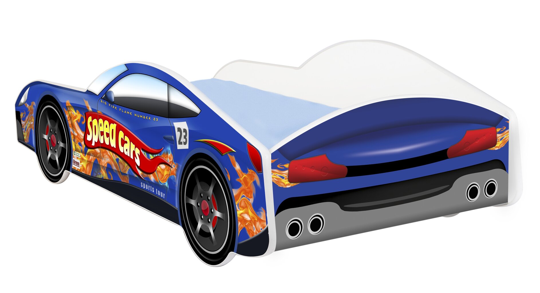 Lova su čiužiniu Car BED-BLUE-4, 140x70 cm, mėlyna kaina ir informacija | Vaikiškos lovos | pigu.lt