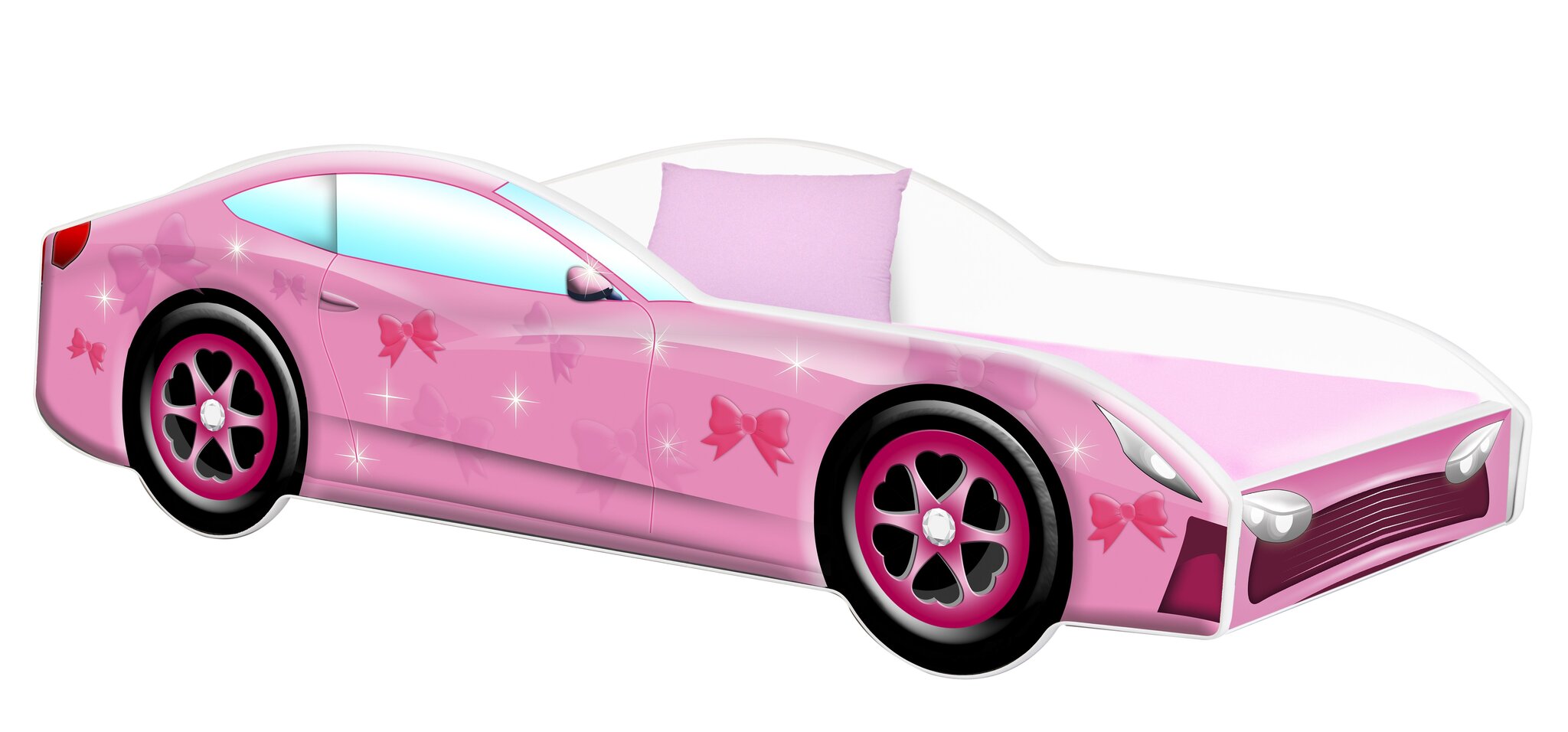 Lova su čiužiniu Car BED-PINK-2, 140x70 cm, rožinė kaina ir informacija | Vaikiškos lovos | pigu.lt