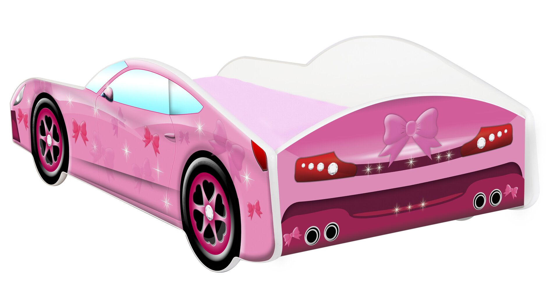 Lova su čiužiniu Car BED-PINK-2, 160x80 cm, rožinė kaina ir informacija | Vaikiškos lovos | pigu.lt