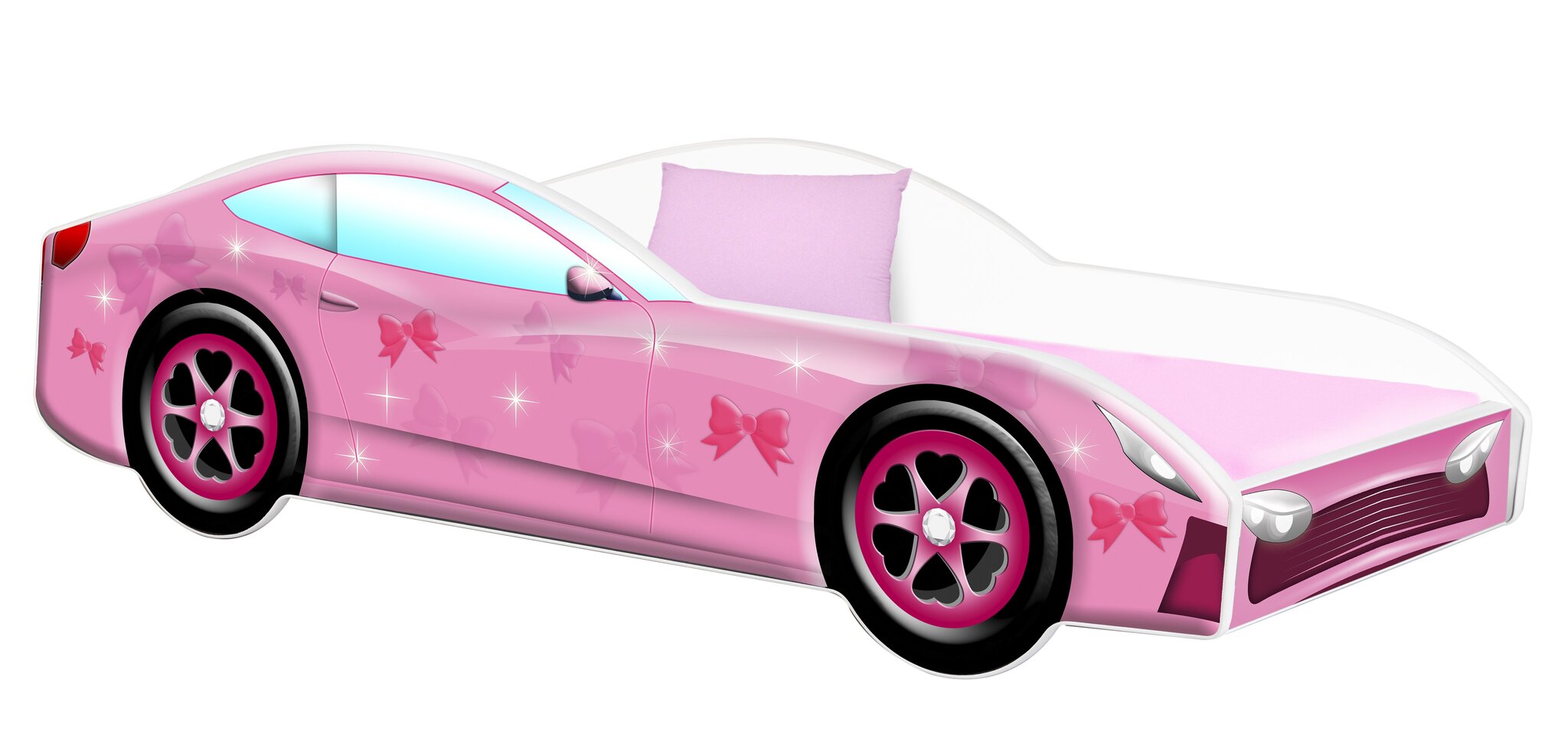 Lova su čiužiniu Car BED-PINK-2, 160x80 cm, rožinė kaina ir informacija | Vaikiškos lovos | pigu.lt