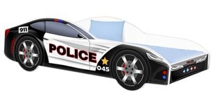 Кровать с матрасом Car BED-POLICE-1, 160x80 см, черная/белая цена и информация | Amila Детская мебель | pigu.lt