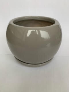 Keramikinis vazonas su lėkštute Burbulas 2 (pilkas) цена и информация | Vazonai | pigu.lt