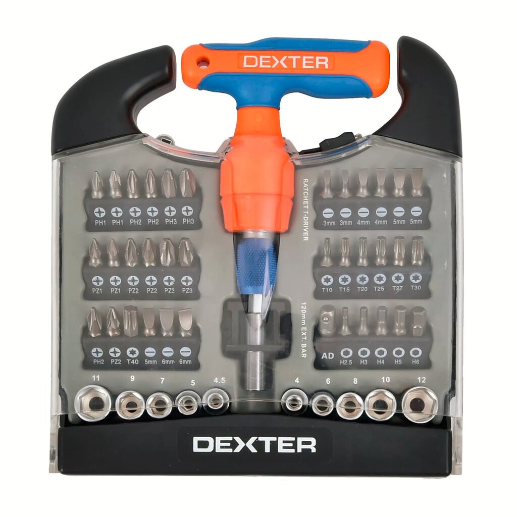 Įrankių rinkinys Dexter 48 vnt. kaina ir informacija | Mechaniniai įrankiai | pigu.lt