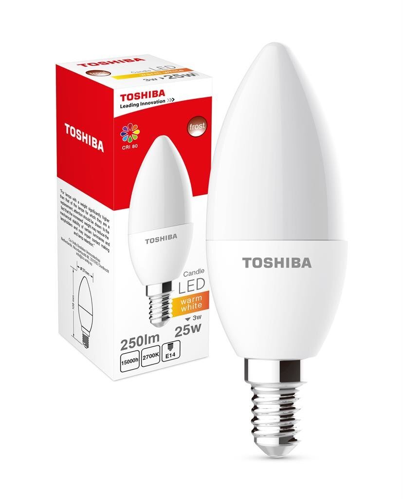 LED lemputė TOSHIBA Candl 3W (25W) E14 2700K kaina ir informacija | Elektros lemputės | pigu.lt